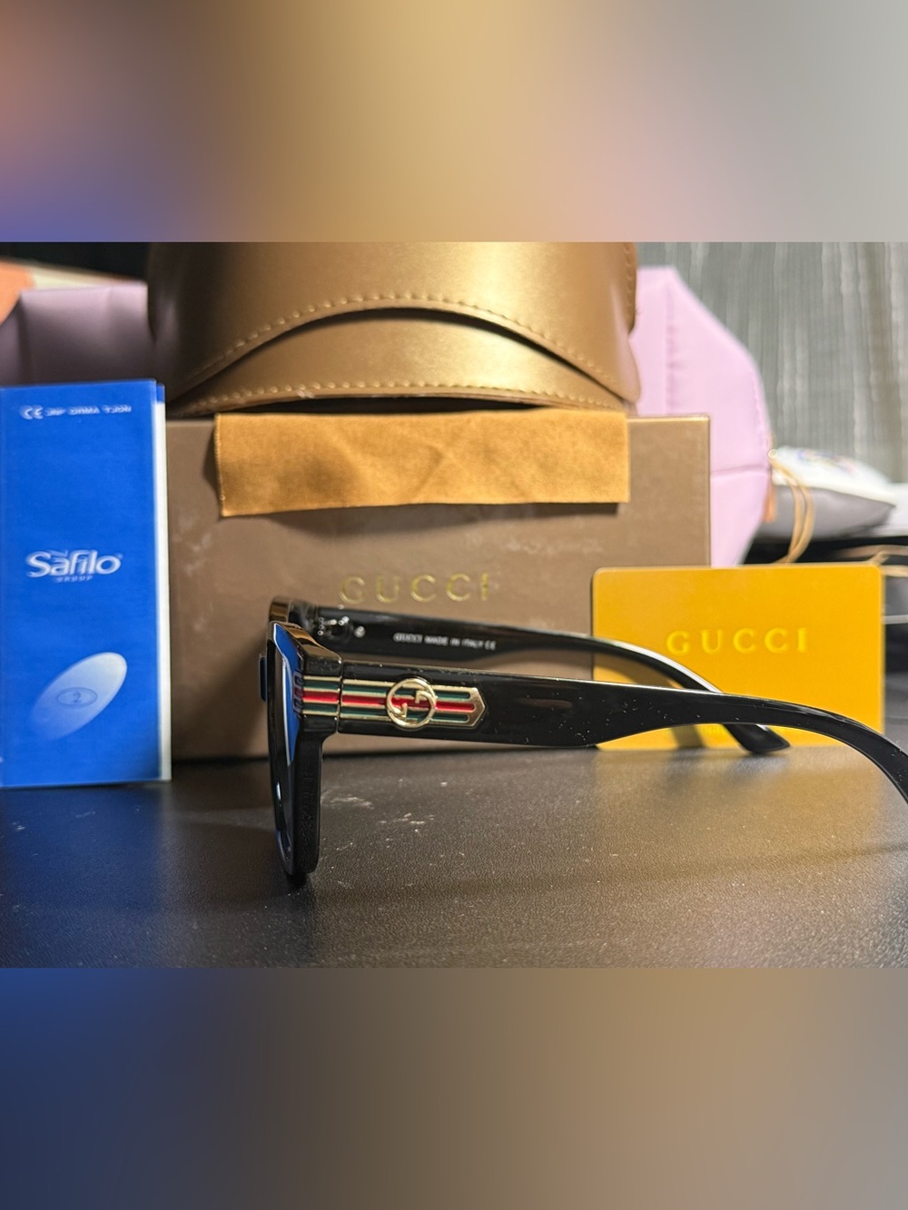 Gucci Black Sunglasses with Brown/Gold Case - Picture 2 of 3